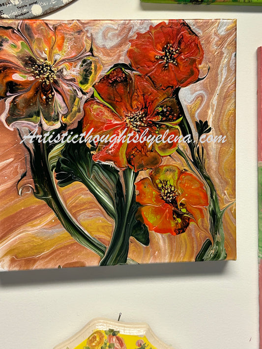 Marbled Blooms #28 (12X12In)
