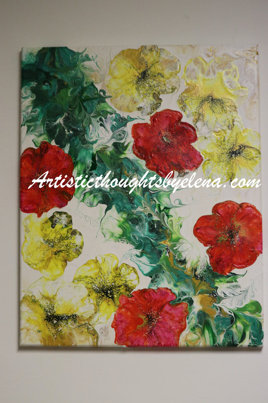 Streaks Of Red And Yellow Blooms #50 (16x20in)