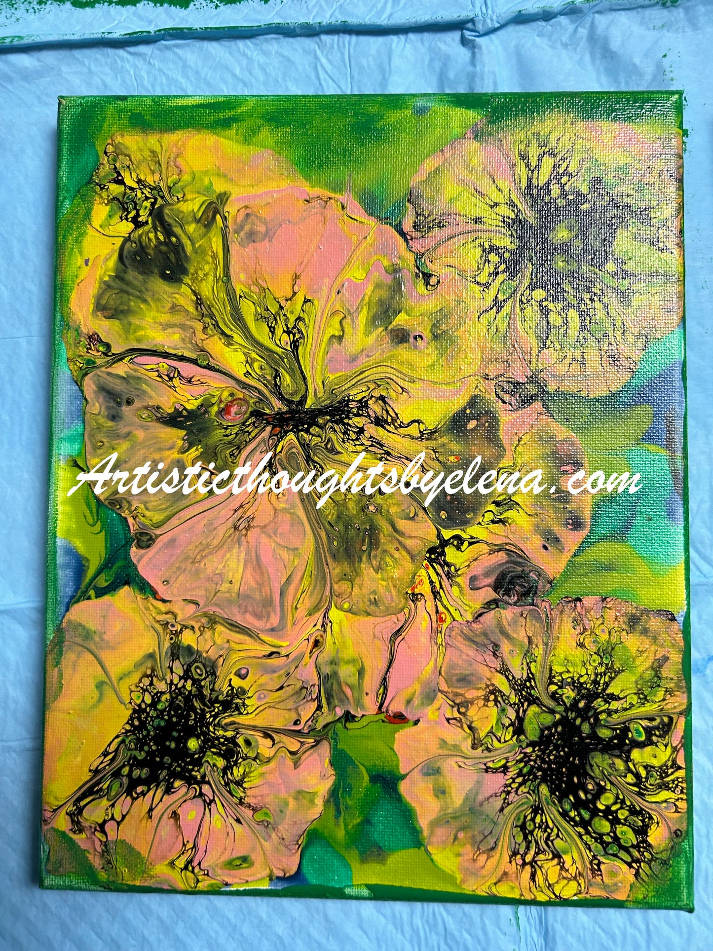 Abstract Peach and Yellow Blooms Set A #58 (8X10in)