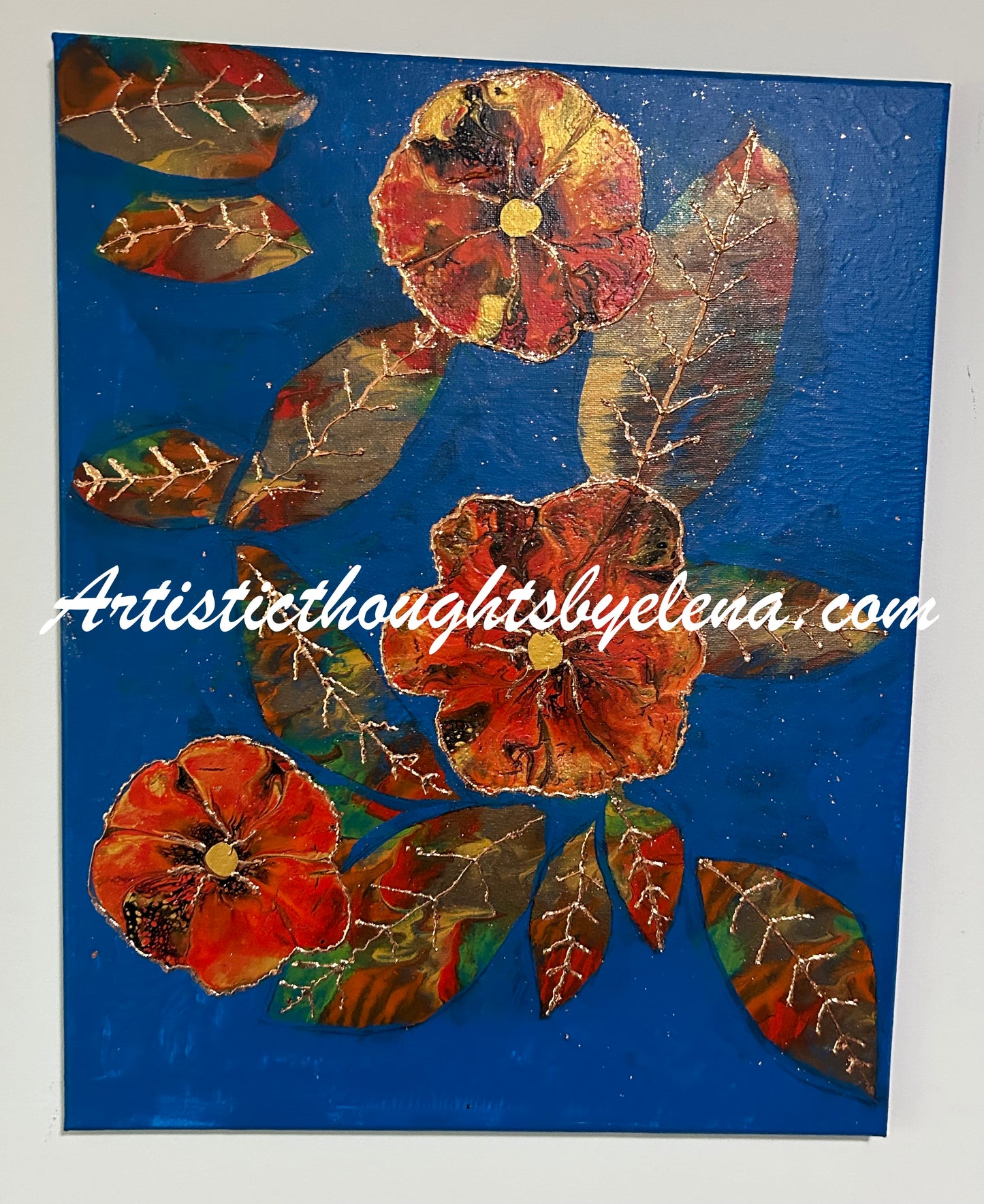 Three Autumn Blooms with Copper Gilding #11 (16X20 inches)