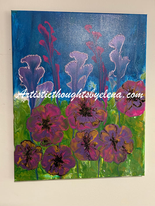 Midnight Garden Blooms #4 (16X20 Inches)