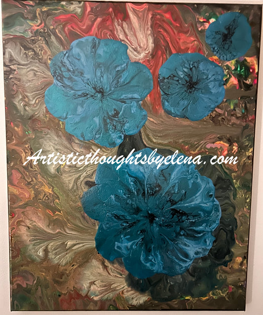 The Blue Turquoise Blooms #42 (16X20)