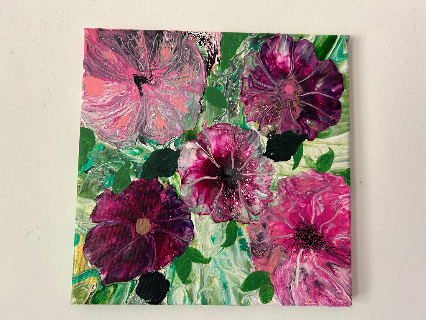 Happy Five Purple and Pink Blooms #105 (11 3/4 by 11 3/4in) OLDIES