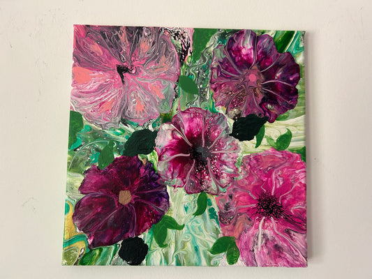 Happy Five Purple and Pink Blooms #105 (11 3/4 by 11 3/4in) OLDIES