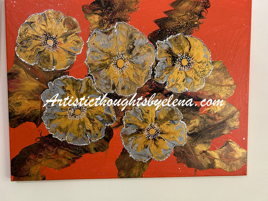 Golden Leafed Blooms #3 (16X20 In)