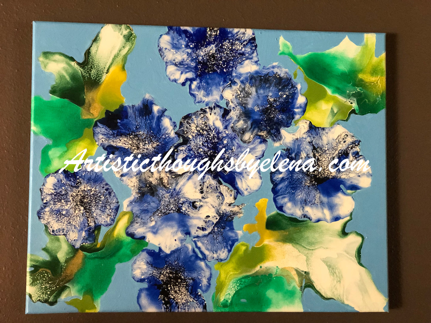 Blue Business Card Flowers #57 (16X20in)